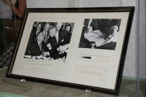 Framed photo of Lyndon B. Johnson door prize