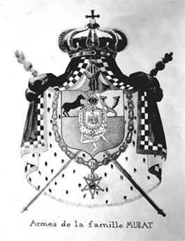 Photonegative of Murat family coat of arms: "Armes de la famille Murat"
