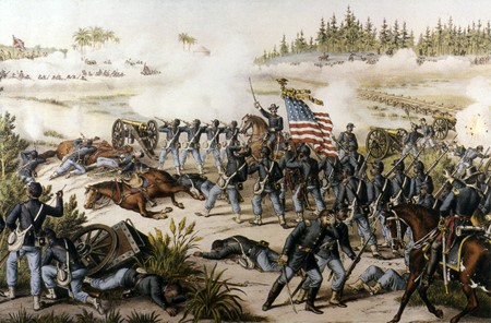 Lithograph of Battle of Olustee in the Civil War