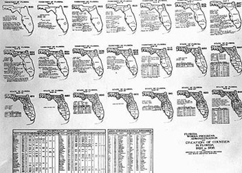 Maps showing creation of Florida's counties
