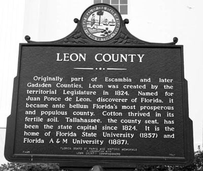 1961 photo of historical marker for Leon County