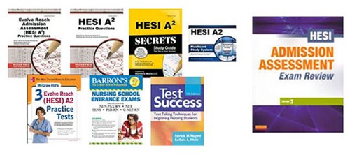 Cover photos of HESI A2 Admission Assessment Exam Review books