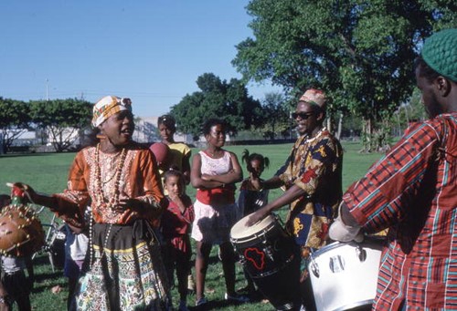 Haitian Rara band Konbo Guinyn performing - Miami, Florida.