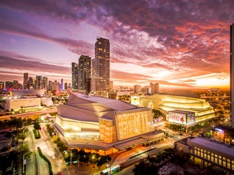 Aerial photo of performing arts center in Miami, Florida
