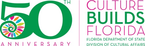 Graphic of the Division of Cultural Affair's 50th Anniversary logo: Culture Builds Florida